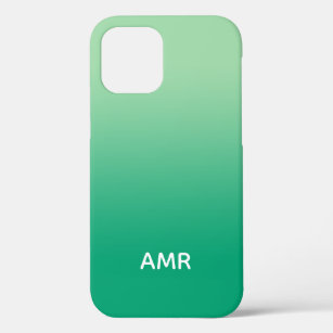 Minimal Monogram Light to Dark Green Gradient iPhone 12 Case