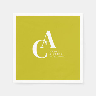 Minimal, Monogram, Limette, Wedding Napkin