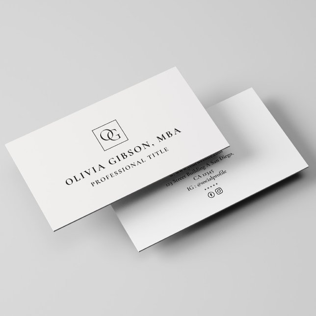 Minimal Monogram Logo Square Initials Professional Business Card (Creator Uploaded)