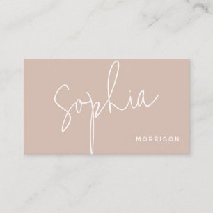Minimal Monogram Natural Look Pink Business Card