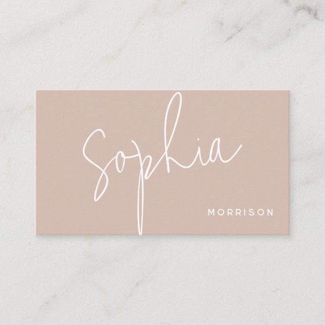Minimal Monogram Natural Look Pink Business Card (Front)