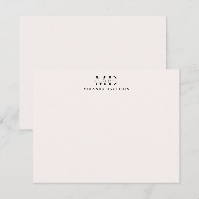 Minimal Monogram Note Card (Front/Back)