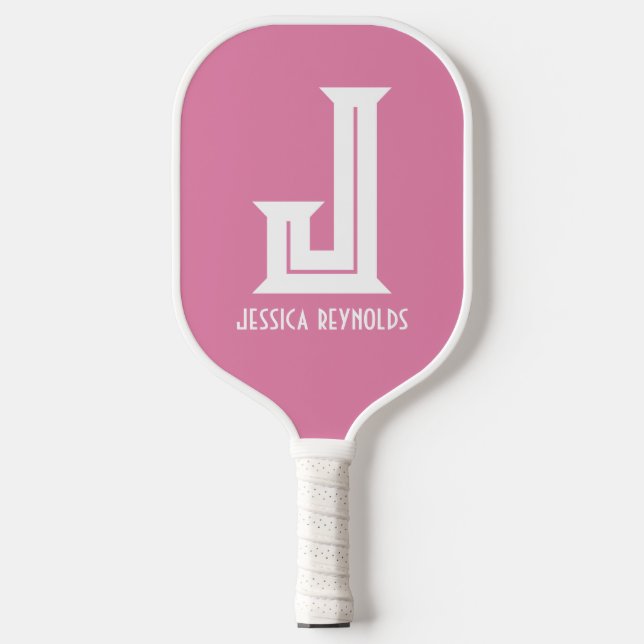 Minimal Monogram Pink Pickleball Paddle (Front)