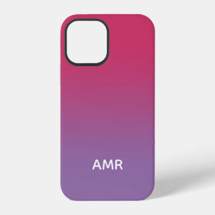Minimal Monogram Raspberry Pink to Purple Gradient iPhone 12 Case