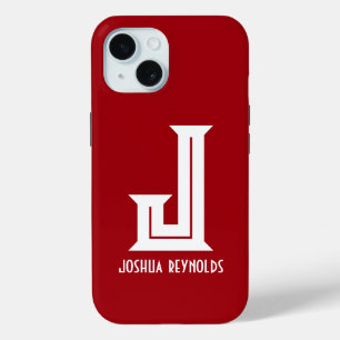 Minimal Monogram Red iPhone 15 Case