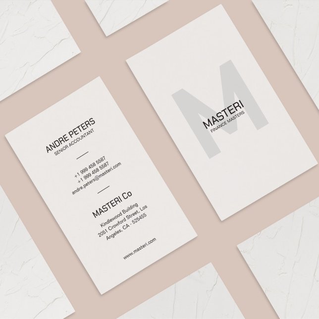 Minimal Monogram Shade Pale Grey Modern Business Card (Creator Uploaded)