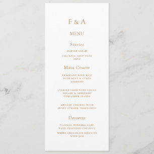Minimal Monogram Simple Gold Script Wedding Table Menu