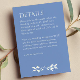 Minimal Monogram Striped Cornflower Blue Details Enclosure Card