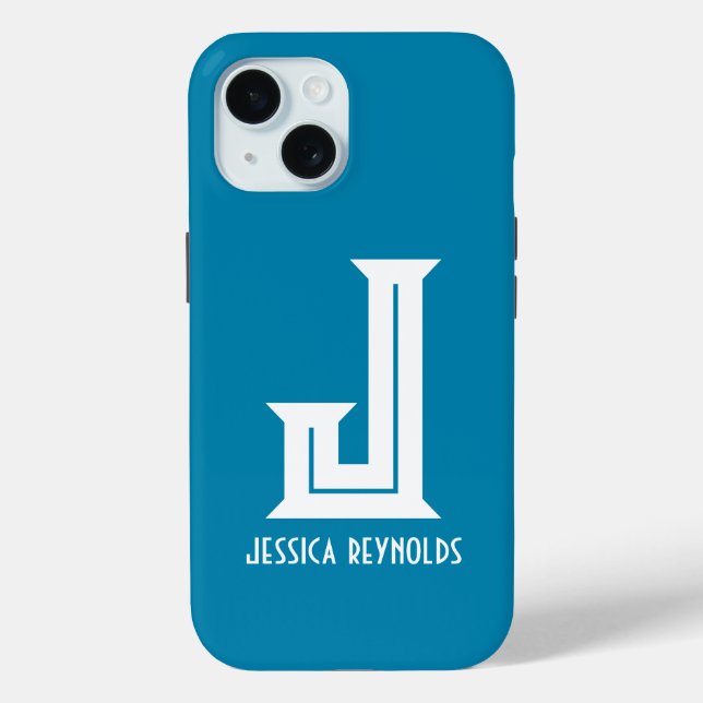 Minimal Monogram Teal Case-Mate iPhone Case (Back)