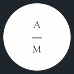 Minimal Monogram Trendy Chic Black White Wedding Classic Round Sticker<br><div class="desc">Minimalist Monogram Trendy Chic Typography Wedding Classic Round Sticker in Black and White</div>
