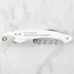 Minimal Monogram Unique Save the Date Invitation Corkscrew<br><div class="desc">Unique way to announce your wedding date. Add your own initials,  names and date</div>