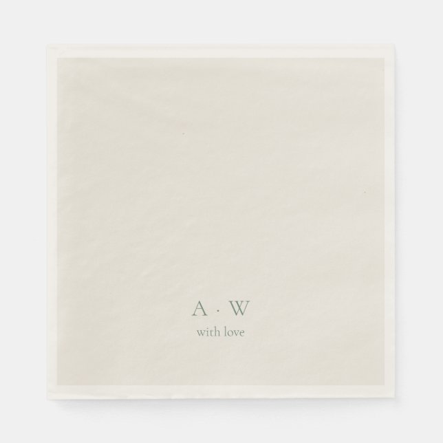 Minimal Monogram Wedding Napkins – with Love (Front)