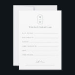 Minimal Monogram Wedding Wishes For Bride & Groom Advice Card<br><div class="desc">Minimal Monogram Sage Green Wedding Wishes For Bride & Groom Advice Card. Personalise the custom text above. You can find additional coordinating items in our "Minimalist Monogram Sage Green & Moss Green Wedding" collection. ***PLEASE NOTE: ALL OF THE WORDING AND TEXT AND BACKGROUND COLOR IS EDITABLE. You can change all...</div>