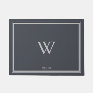 Minimal Monogram Welcome Anchor Grey Silver Doormat