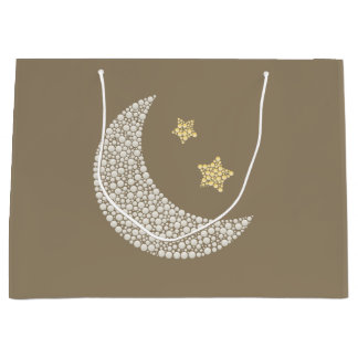 Minimal Moon & Gold Stars Celestial Large Gift bag