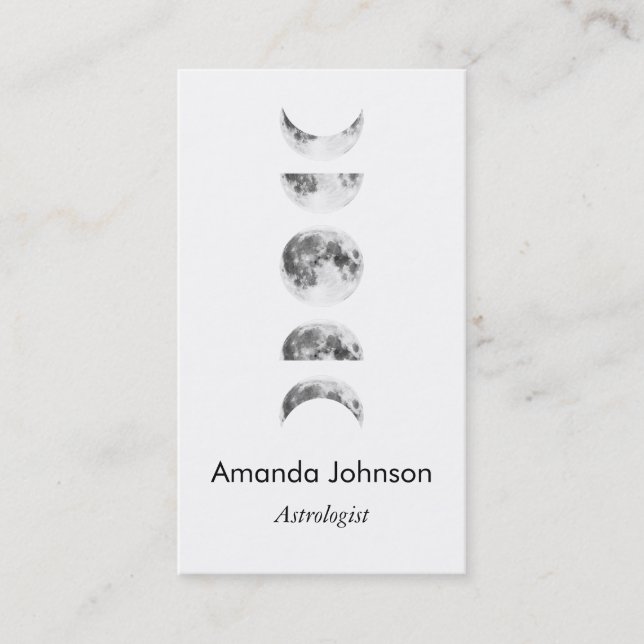 Minimal Moon Phases Astrology Yoga Holistic Healer Business Card (Front)