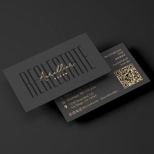 Minimal Mortgage Broker Realtor Black Marketing Business Card