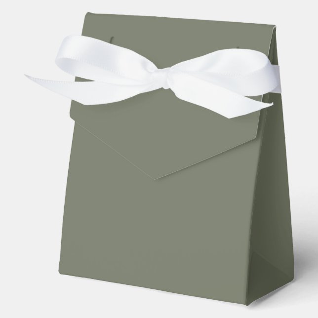 Minimal Moss Green Favour Box with Ribbon (Custom) (Front)