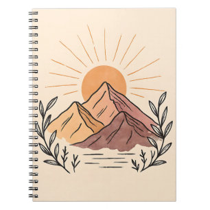Minimal Mountain Sunrise Notebook – Aesthetic