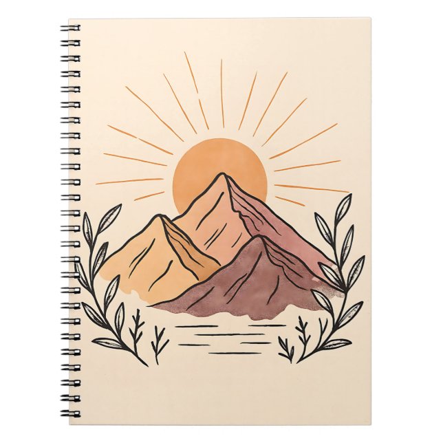 Minimal Mountain Sunrise Notebook – Aesthetic  (Front)