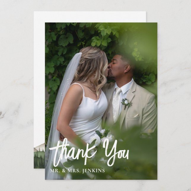 Minimal Mountain Wedding Thank You Card (Front/Back)