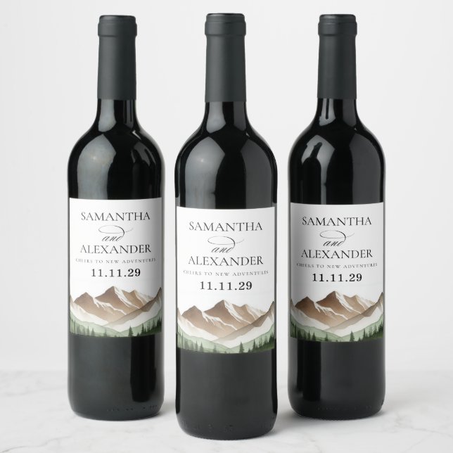 Minimal Mountain Wine Label (Bottles)