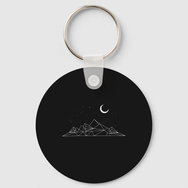 Minimal Mountains Geometry Outdoor Hiking  Key Ring (Front)