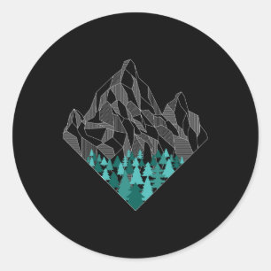 Minimal Mountains Geometry Outdoor Hiking Nature Classic Round Sticker