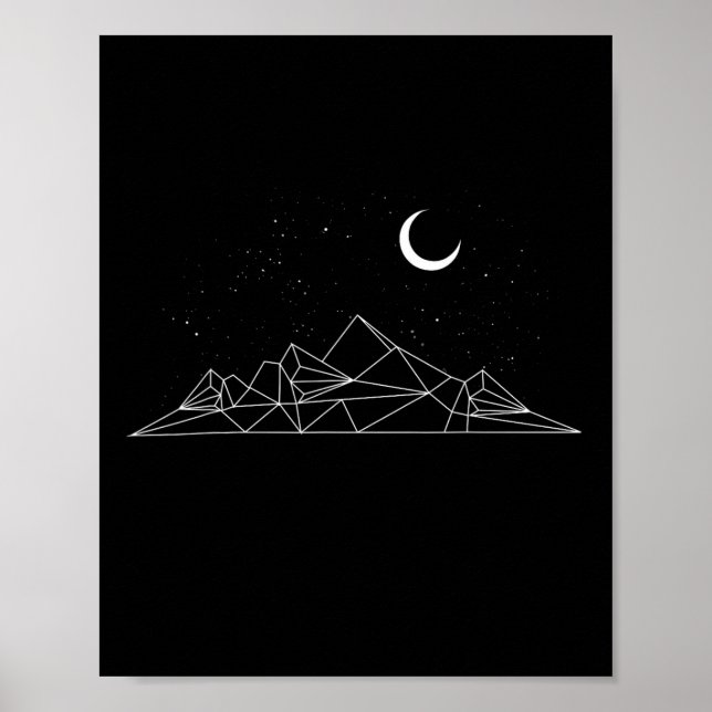 Minimal Mountains Geometry Outdoor Hiking  Poster (Front)