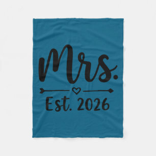 Minimal Mrs Est 2026 Just Married Fleece Blanket