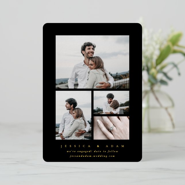Minimal Multi Photo Foil Engagement Announcement (Standing Front)