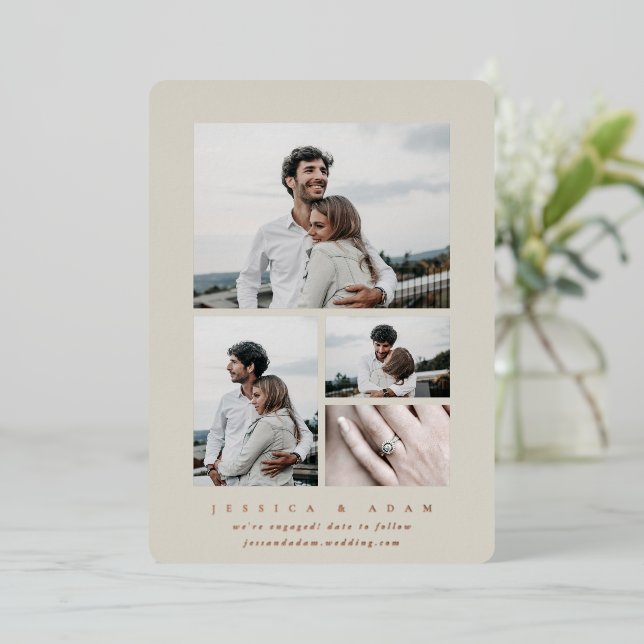 Minimal Multi Photo Foil Engagement Announcement (Standing Front)