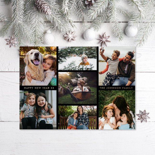 Minimal Multiphoto Gold  Foil Holiday Card (Creator Uploaded)