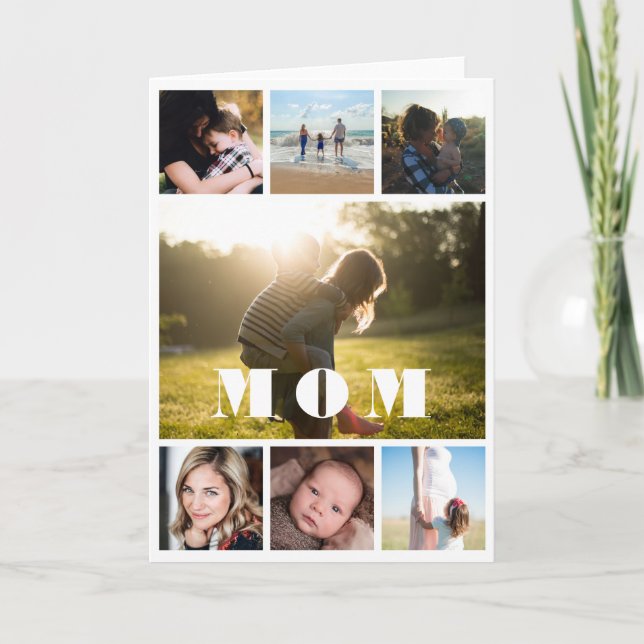 Minimal Mum Collage Mother's Day Photo Card (Front)