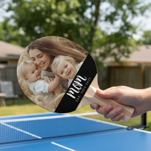 Minimal Mum Established Script Black Photo Ping Pong Paddle