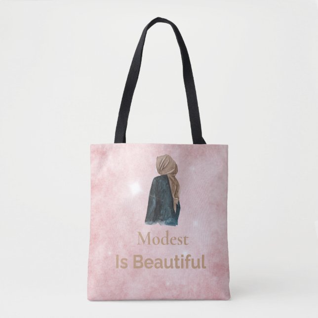 Minimal Muslimah Aesthetic Typography Design Tote Bag (Front)