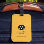 Minimal Mustard Yellow Modern Typographic Monogram Luggage Tag<br><div class="desc">A minimalist vertical design in an elegant style with a black and white monogram emblem with large typographic initial monogram on a trendy mustard yellow background. The text can easily be customised using the fields provided.</div>