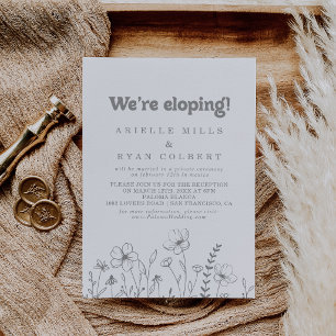 Minimal Muted Grey Wildflower Elopement Reception Invitation