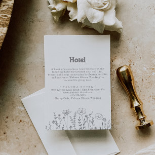 Minimal Muted Grey Wildflower Hotel Enclosure Card