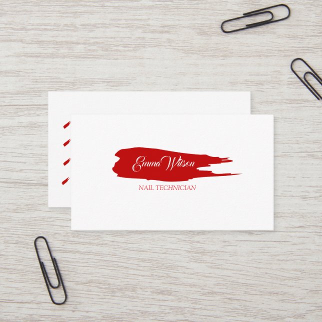 Minimal Nail Technician Business Card with QR Code (Front/Back In Situ)