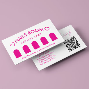 Minimal Nail Therapist Spa Pink Loyalty Business Card
