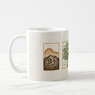 Minimal Nature Set – Mountain & Tree Art Coffee Mug