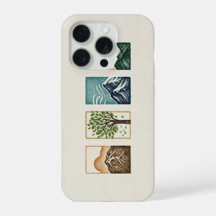 Minimal Nature Set – Mountain & Tree Art iPhone 15 Pro Case