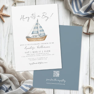 Minimal Nautical Baby Shower Invitation