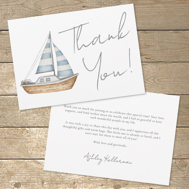 Minimal Nautical Baby Shower Thank You Card (Minimal Nautical Baby Shower Thank You Card)
