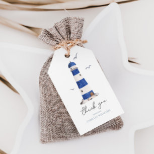 Minimal Nautical Lighthouse Ahoy Boy's Thank You Gift Tags