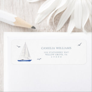 Minimal Nautical Sailboat Ahoy Address Return Address Label