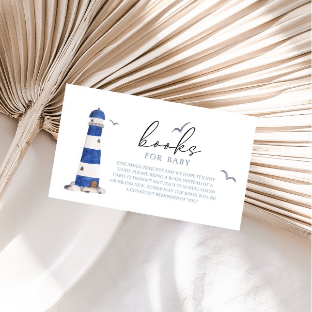 Minimal Nautical Sailboat Ahoy Boy Books For Baby Enclosure Card (Creator Uploaded)