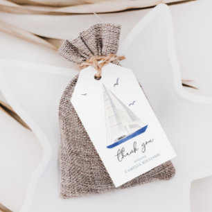 Minimal Nautical Sailboat Ahoy Boy's Thank You Gift Tags