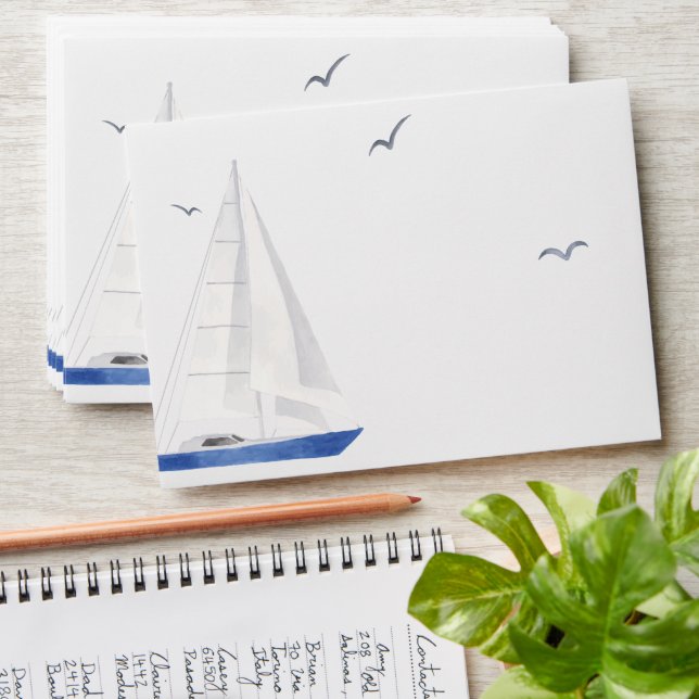 Minimal Nautical Sailboat Baby Shower Ahoy Boy's  Envelope (Stacked)
